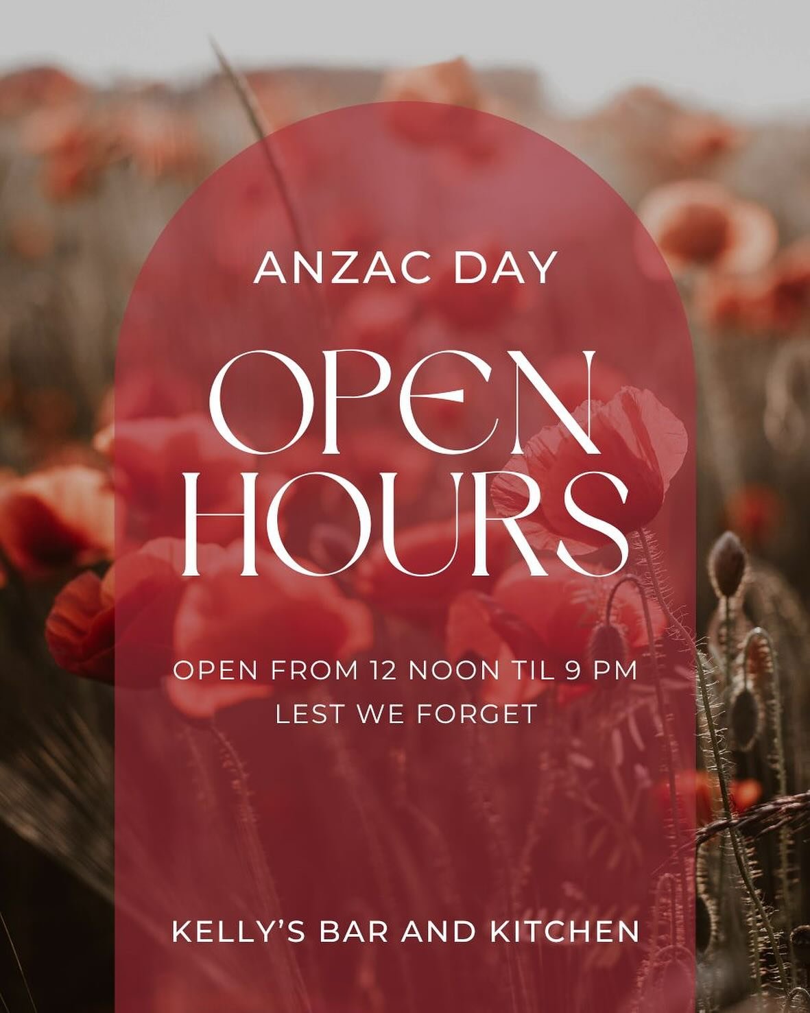 Lest We Forget

We pay our respects to all the service men and women who have served for our country over the years

We will be open today from 12 noon - 9pm please call 9751 1056 or go to our website to make a booking