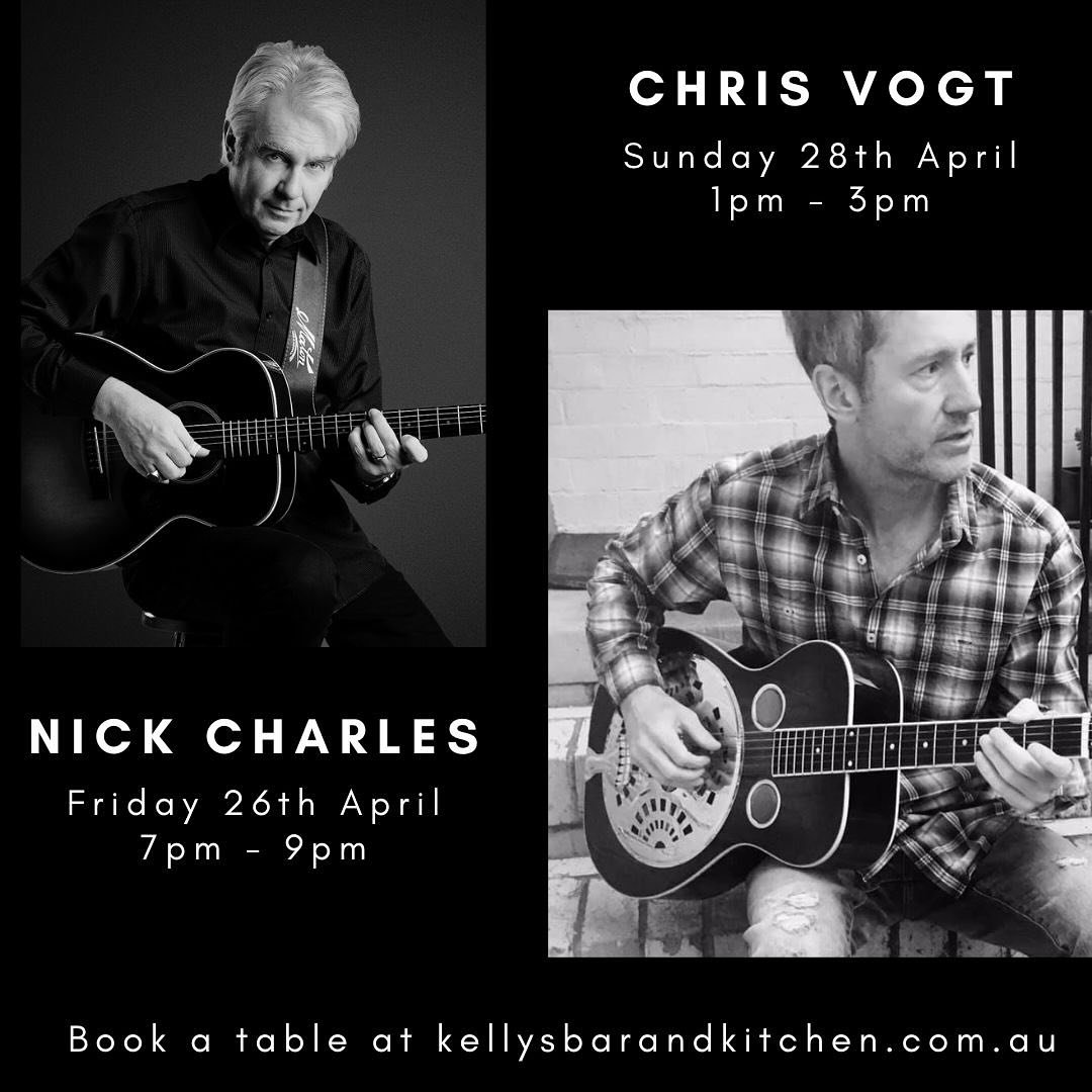 The exciting weekend of music kicks off tonight with Nick Charles Music 7pm - 9pm and Chris Vogt playing on Sunday from 1pm - 3pm 🎶 

To book a table head to our website or call 9751 1056