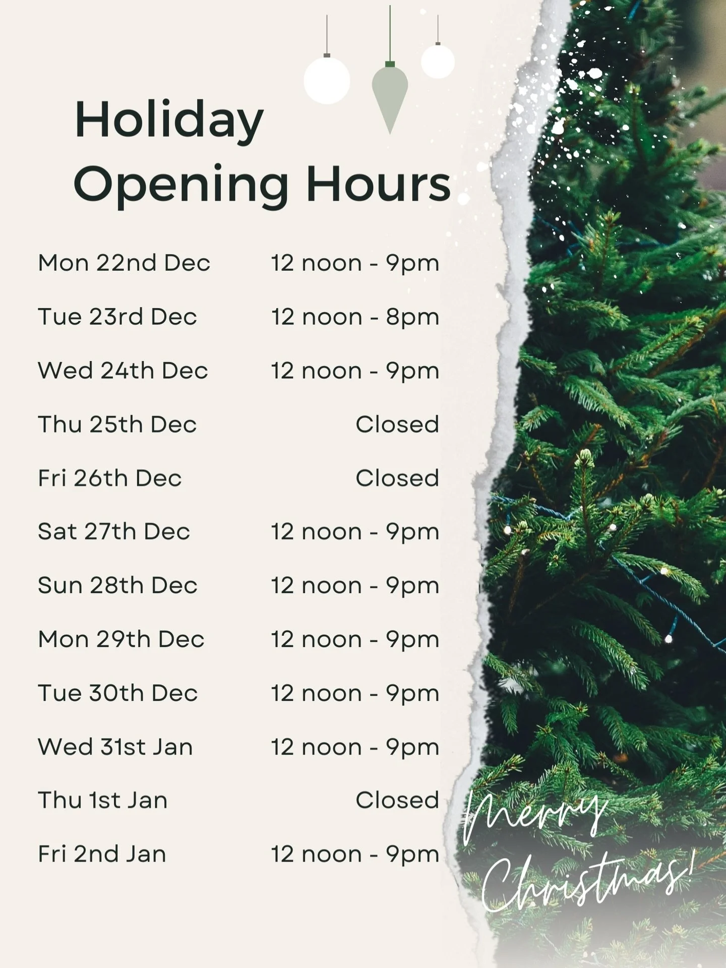 Here are our opening hours for the next few weeks. We will be open every day (except for the public holidays). 

Whether it&rsquo;s a last minute catch up with friends and family or you&rsquo;re staying up in the hills for a few days Kelly&rsquo;s ha