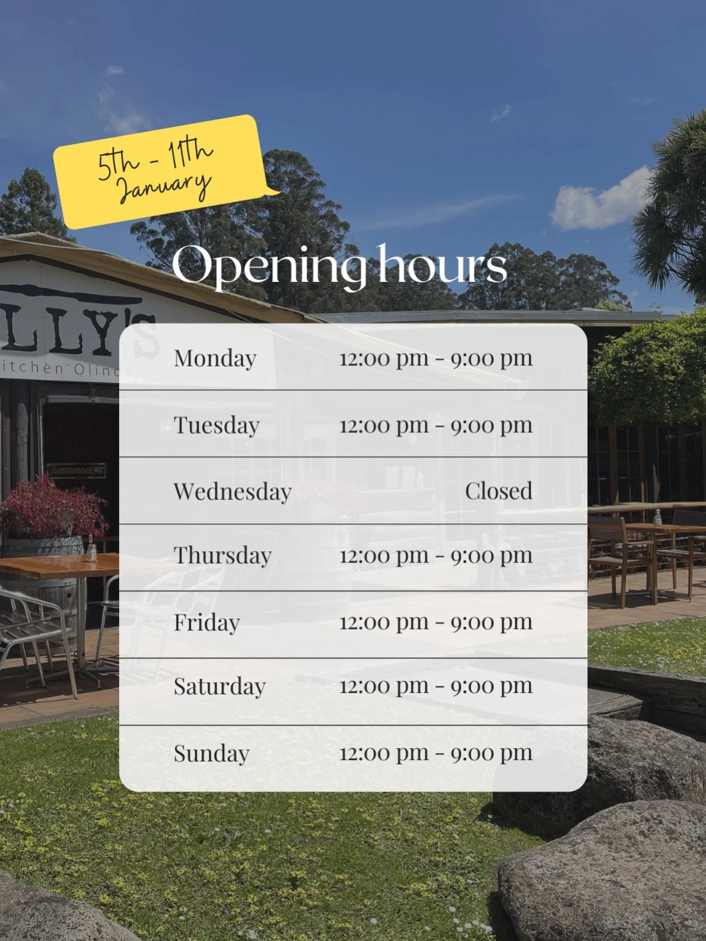 A reminder to everyone that we&rsquo;re closed tonight, we&rsquo;ll see you all on Thursday.

Nick Charles is back this Friday as well playing from 7pm til 9pm, we love having Nick play at Kelly&rsquo;s and we can&rsquo;t wait for his first gig of 20