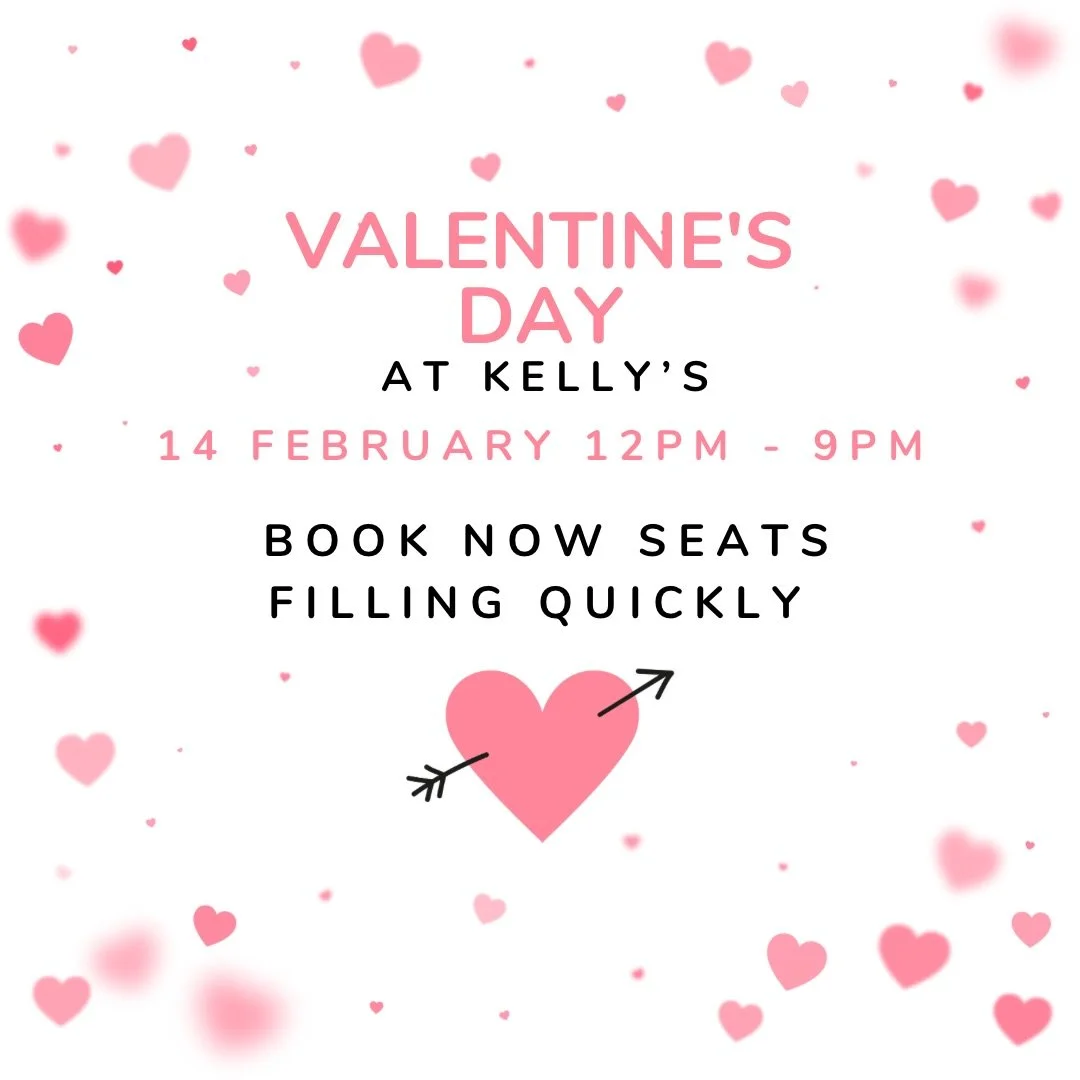 Valentine&rsquo;s Day is fast approaching and seats are  filling up quickly 😁

With our regular menu available and a couple of delicious specials on offer Kelly&rsquo;s is the perfect place to take your special someone this year 

Call 9751 1056 or 