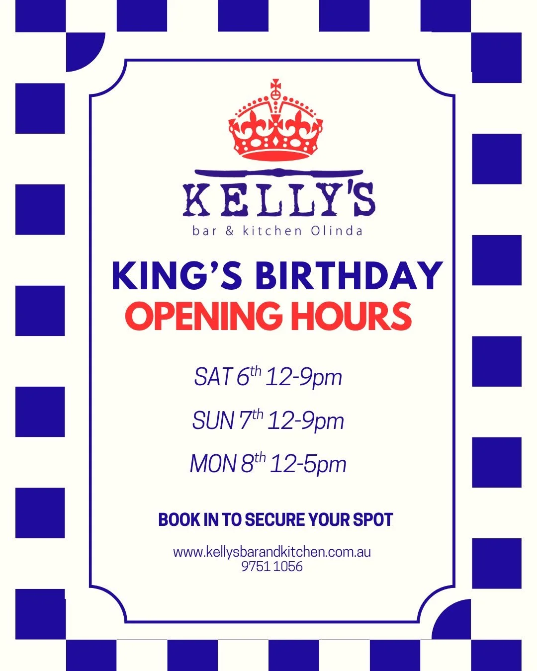 Let us serve you like royalty this long weekend to celebrate the King&rsquo;s birthday! 
Call us on 97511056 or visit our website to book 👑