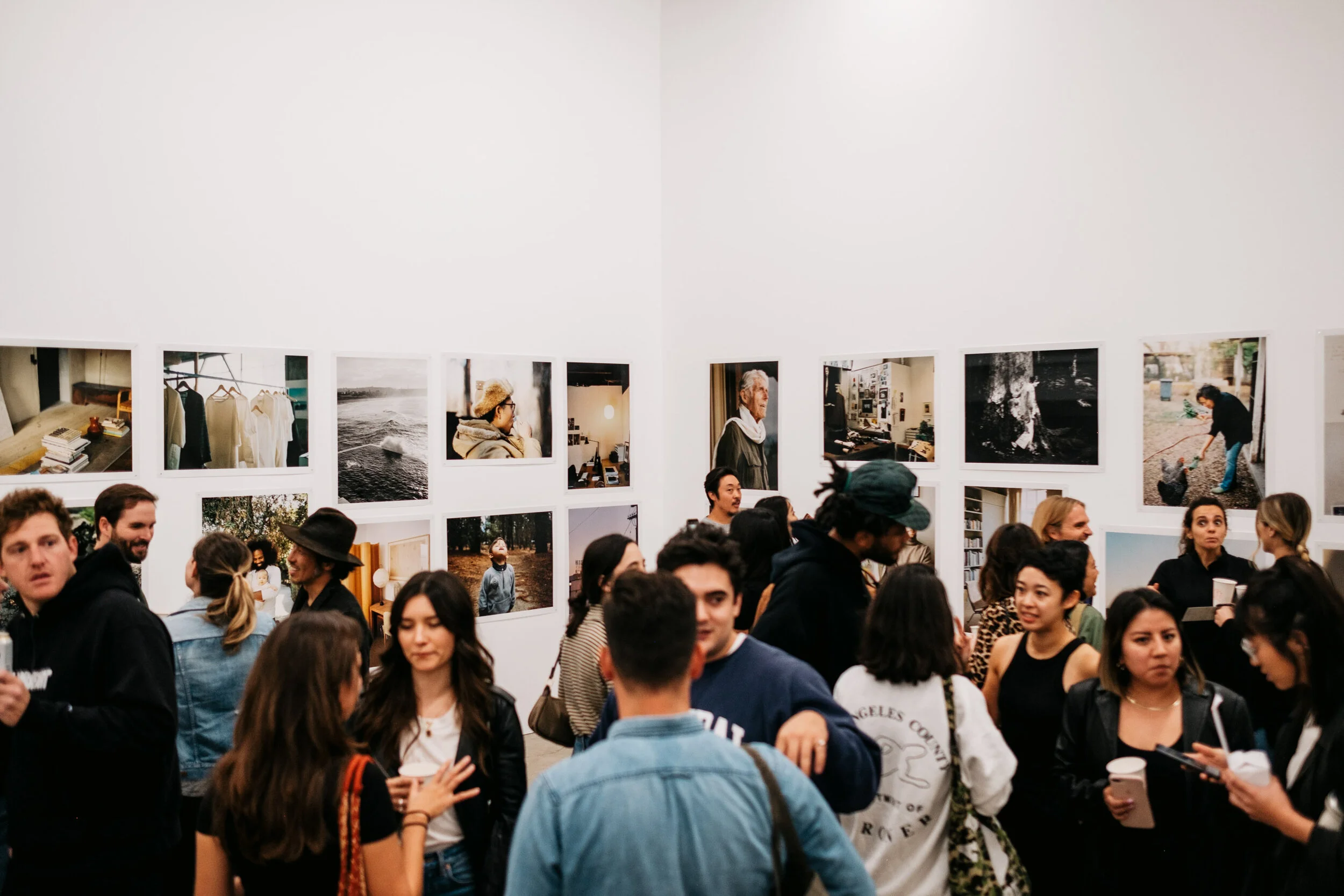 People at an art gallery installation