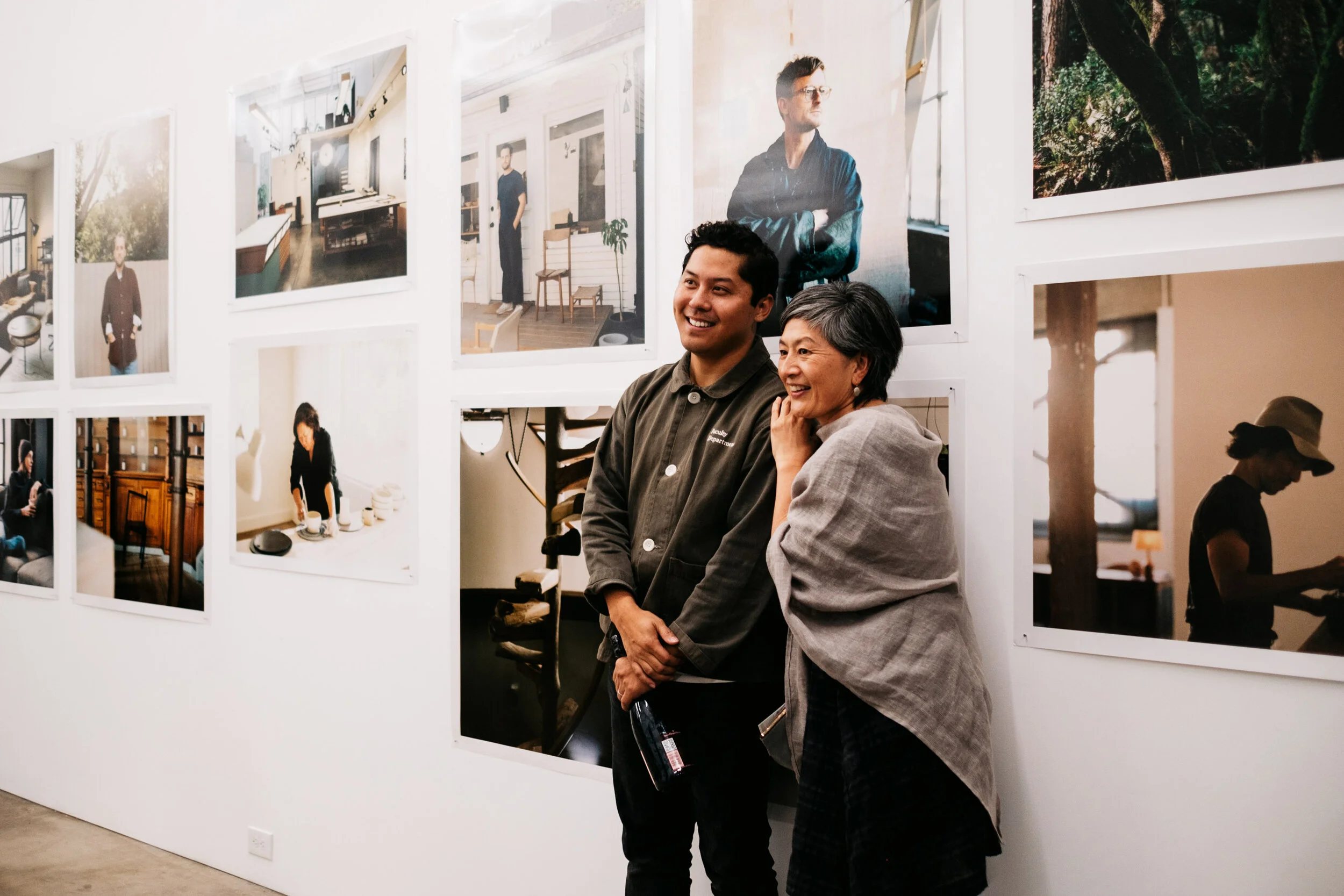 People at an art gallery installation