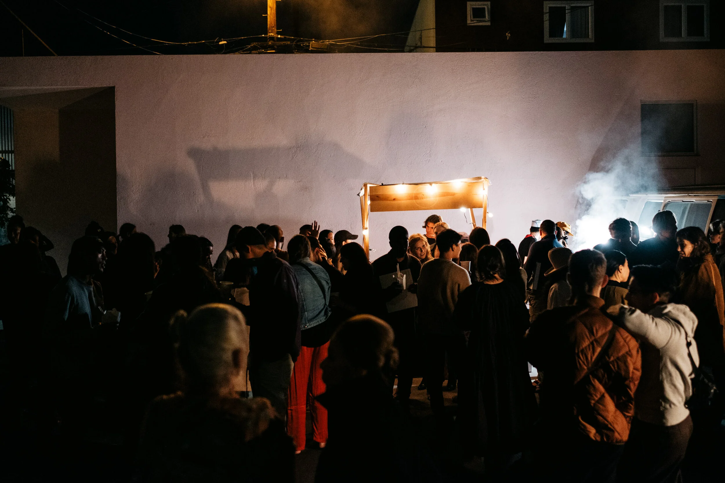 People at an art gallery installation