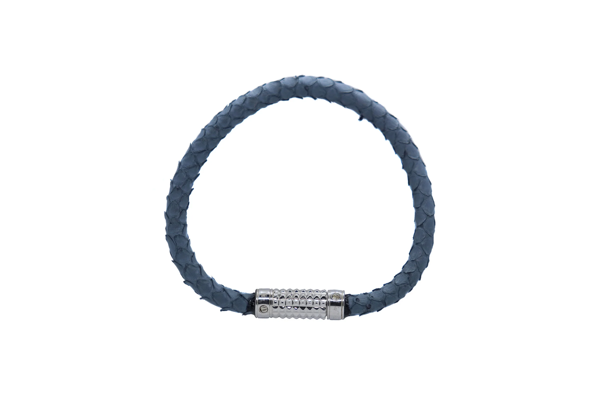 Silver with blue python bracelet white background 2018.jpg