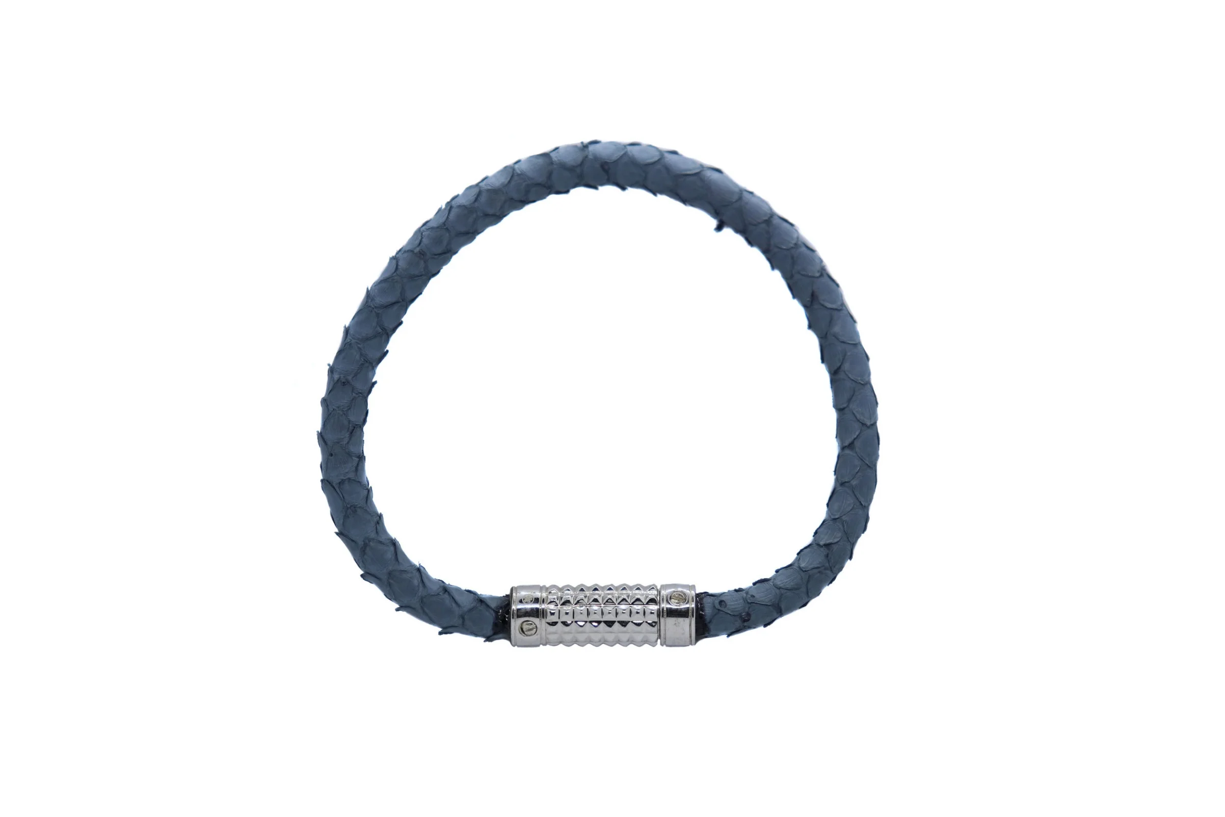 Silver with blue python bracelet white background 2018.jpg