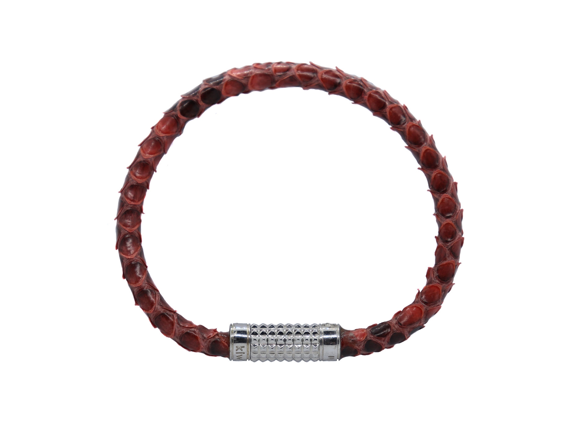 Silver with red python bracelet white background 2018.jpg
