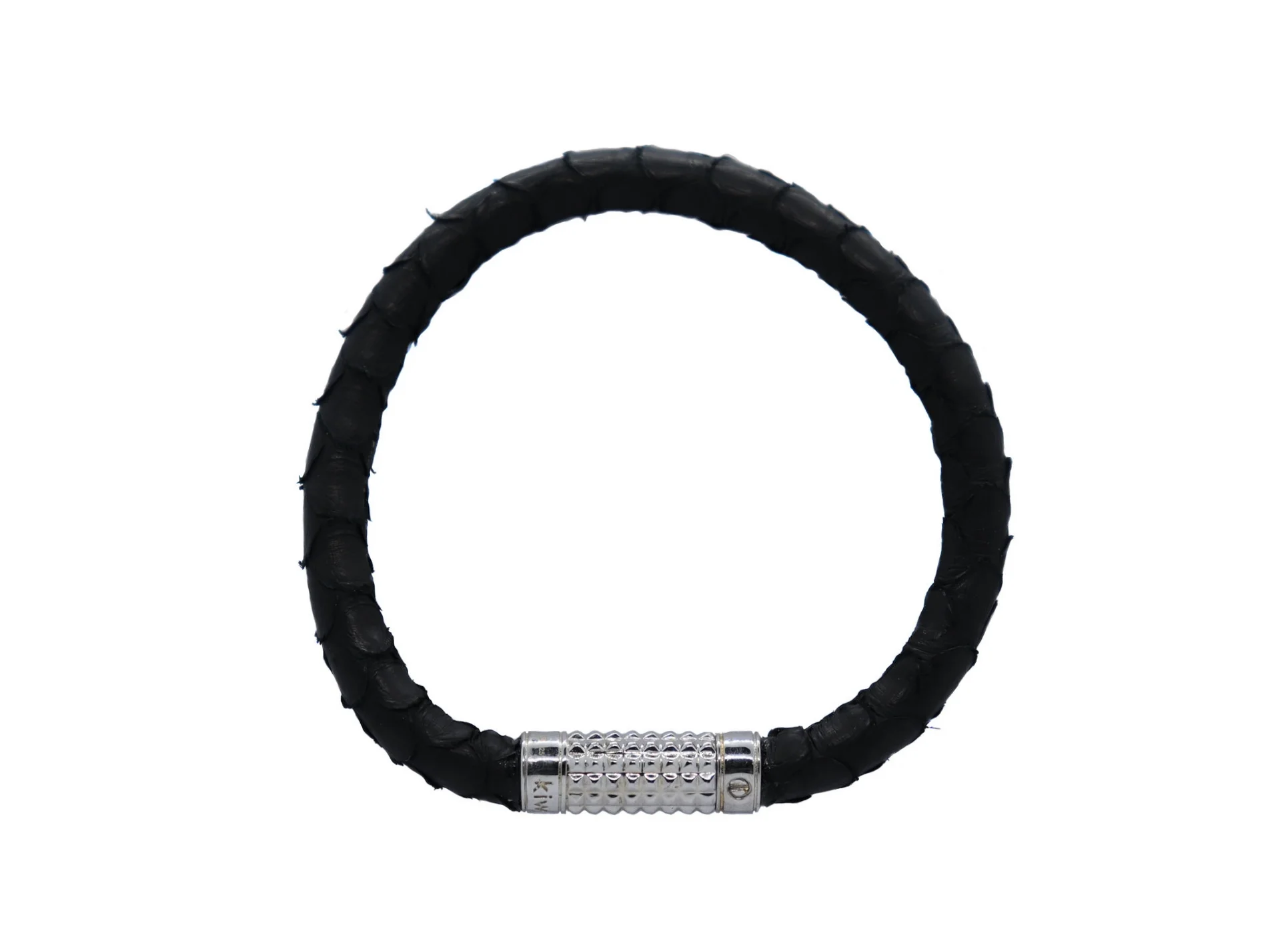 Silver black python bracelet white background 2018.jpg