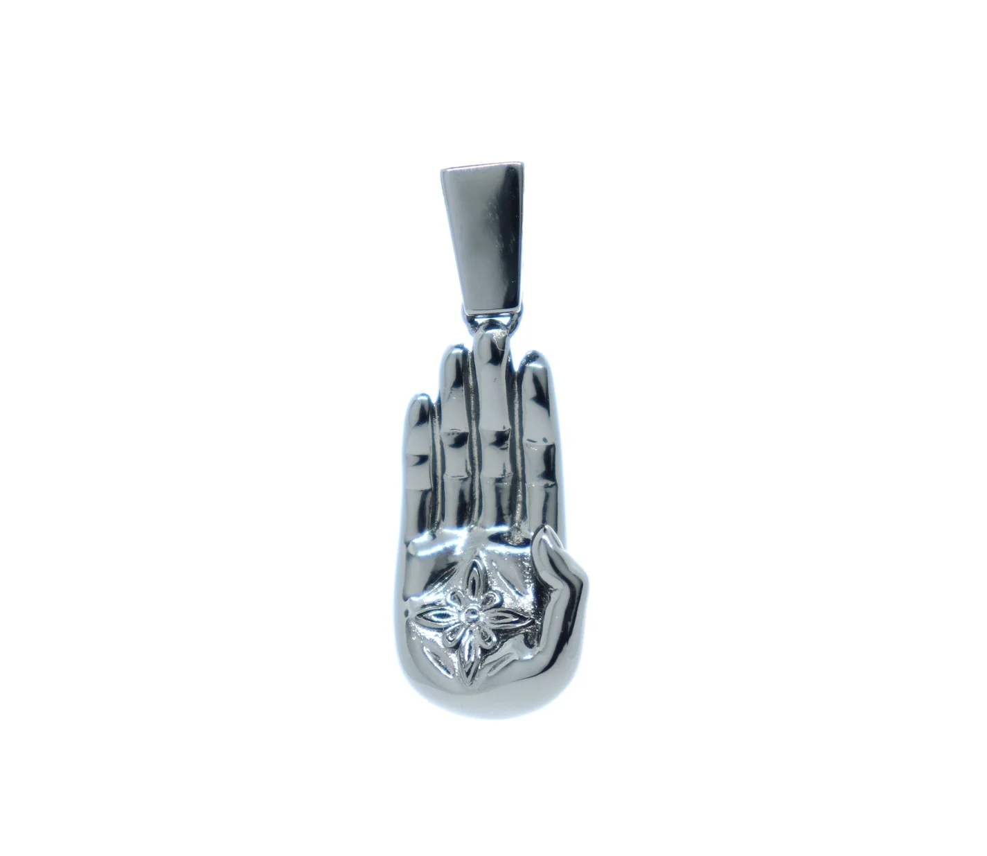 Black Rhodium Mudra Hand with Cross no Chain.jpg