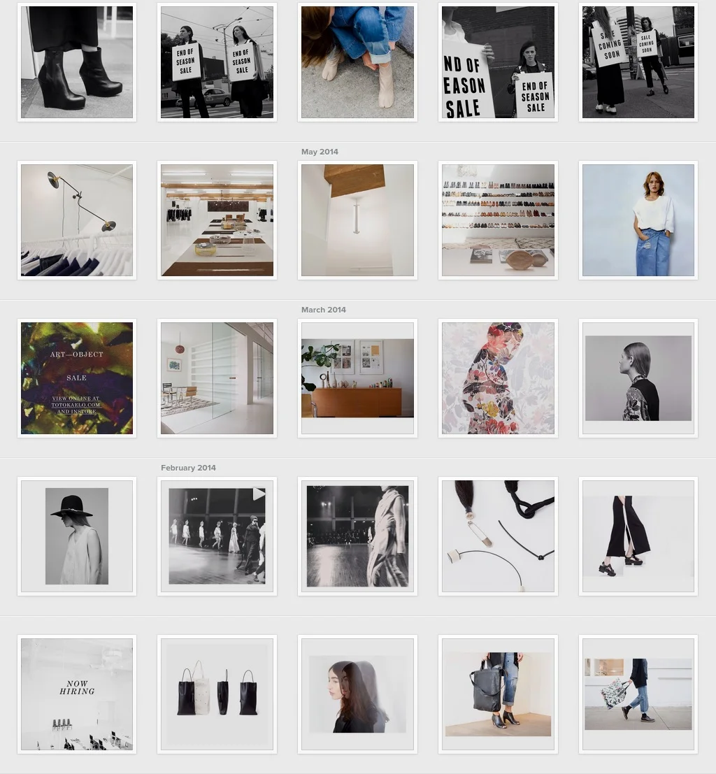 Social media direction for luxury fashion retailer Totokaelo, 2013-2014