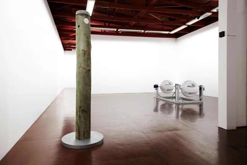 Kenzee Patterson , installation view of The Camden Valley Way showing at left White guy (2011) and at right El Caballa Blanco (2011), Darren Knight Gallery, Sydney, 23 July - 20 August 2011. Courtesy the artist. Photo: Alex Reznick.