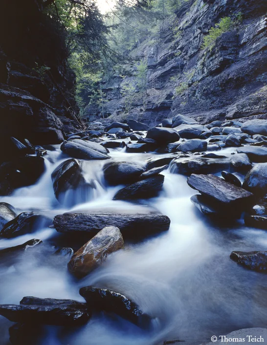 Boulders, rapids, Kaaterskill Clove, Catskill Mountains