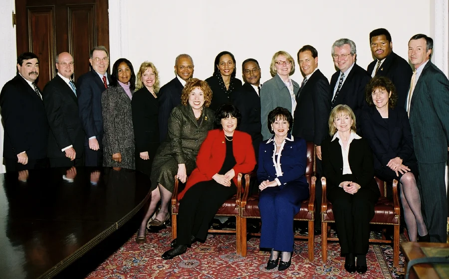 Representatives from the winning companies and WBENC executives are shown as follows: (first row seated from left to right) Susan Phillips Bari, President, Women's Business Enterprise National Council; Joan Kerr, Executive Director, Supplier Diversity Programs, SBC Communications, Inc. and Chair of WBENC's Board; Paula Mann, President and CEO, Sunbelt Communications and Chair of WBENC's Top Corporations Selection Committee; Rebecca Roberts, President, Global Power Generation, ChevronTexaco; and Maureen Merkle, President, Procurement, SBC Communications, Inc. Second row standing from left to right: F. Robert Salerno, President & CEO, Cendant Car Rental Group; Richard Wistrand, Senior Vice President & Chief Fossil Officer, TXU; David Rader, Senior Vice President Finance and CFO, Frito-Lay Division, PepsiCo, Inc.; Mirian Graddick-Weir, Executive Vice President, Human Resources, AT&T; Lisa Martin, Vice President, Global Sourcing, Pfizer, Inc.; Theo Fletcher, Vice President, Supply Chain Compliance, Security & Diversity, IBM Corporation; A. Shuanise Washington, Vice President Government Affairs Policy and Outreach, Altria Group, Inc.; Bruce Perkins, Vice President, Manager, Supplier Diversity and Business Development Group, Merrill Lynch; Joyce M. Wichie, Director, Supplier Diversity, Worldwide Purchasing, Eastman Kodak Company; Dick Anderson, Vice Chairman, Planning & Administration, BellSouth Corporation; John D. Hofmeister, President and Country Chair, Shell Oil Company; Robert McCormes-Ballou, Director, Vendor Diversity, Office Depot; and Michael L. Eskew, Chairman and Chief Executive Officer, UPS.