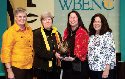  L to R: Linda Denny, WBENC President & CEO; Virginia Littlejohn, President & Founder, Tradebuilders; Elizabeth Vasquez, President & CEO; WEConnect International; and Joan Kerr, Executive Director, Supplier Diversity, AT&T.