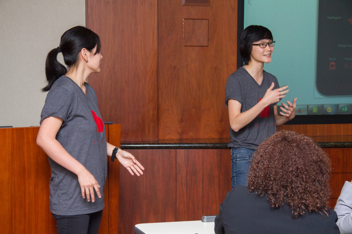Co-Founders of Hey Blink Me present to students at the IBM Innovation Center.