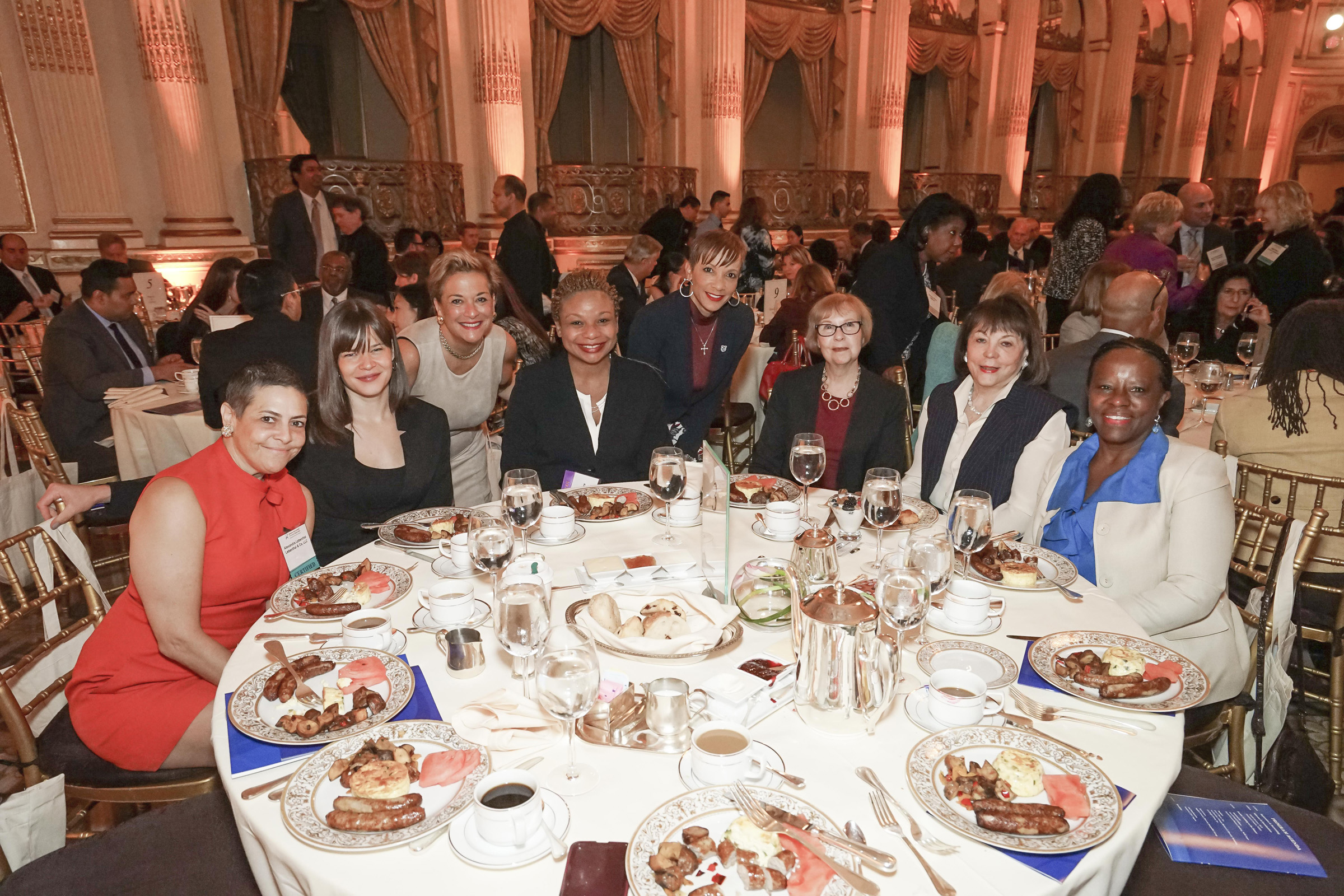 WPEO Staff and Friends - Pictured left to right: Alexandra Lebenthal, CEO, Lebenthal & Co, LLC; Camille Burns, Executive Vice President, COO, WPEO; Sharon Mayhin, President, Mayhin Impressions; Keisha Blake, Executive Director, WPEO-NY; Carra Wallace, Chief Diversity Officer, Office of the NYC Comptroller Scott Stringer; Melissa Wahl, Vice President of Development and Chief Development Officer, WPEO; Dr. Marsha Firestone, President and Founder of WPEO; Sandra Eberhard, Executive Director, WPEO-DC