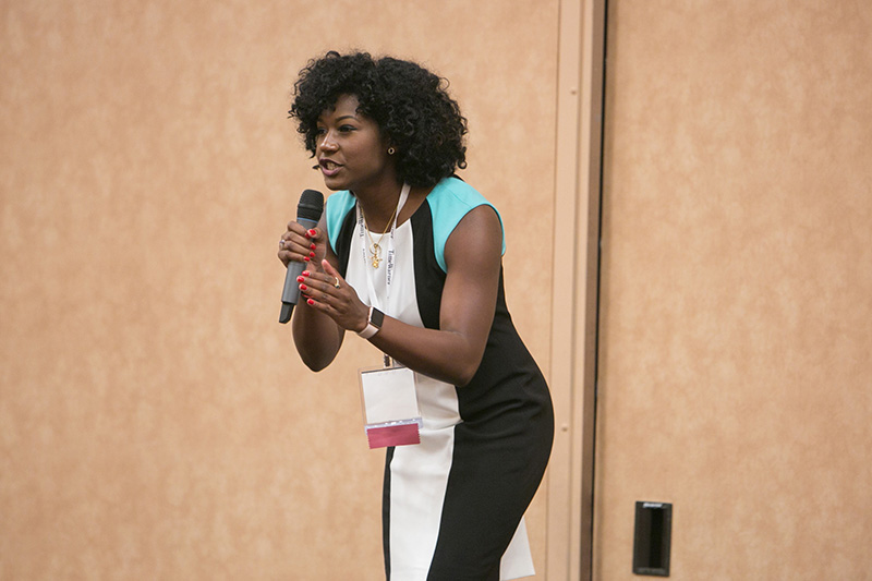 Isis Ashford pitches Xplosion at the 2017 WBENC SEP pitch day competition.