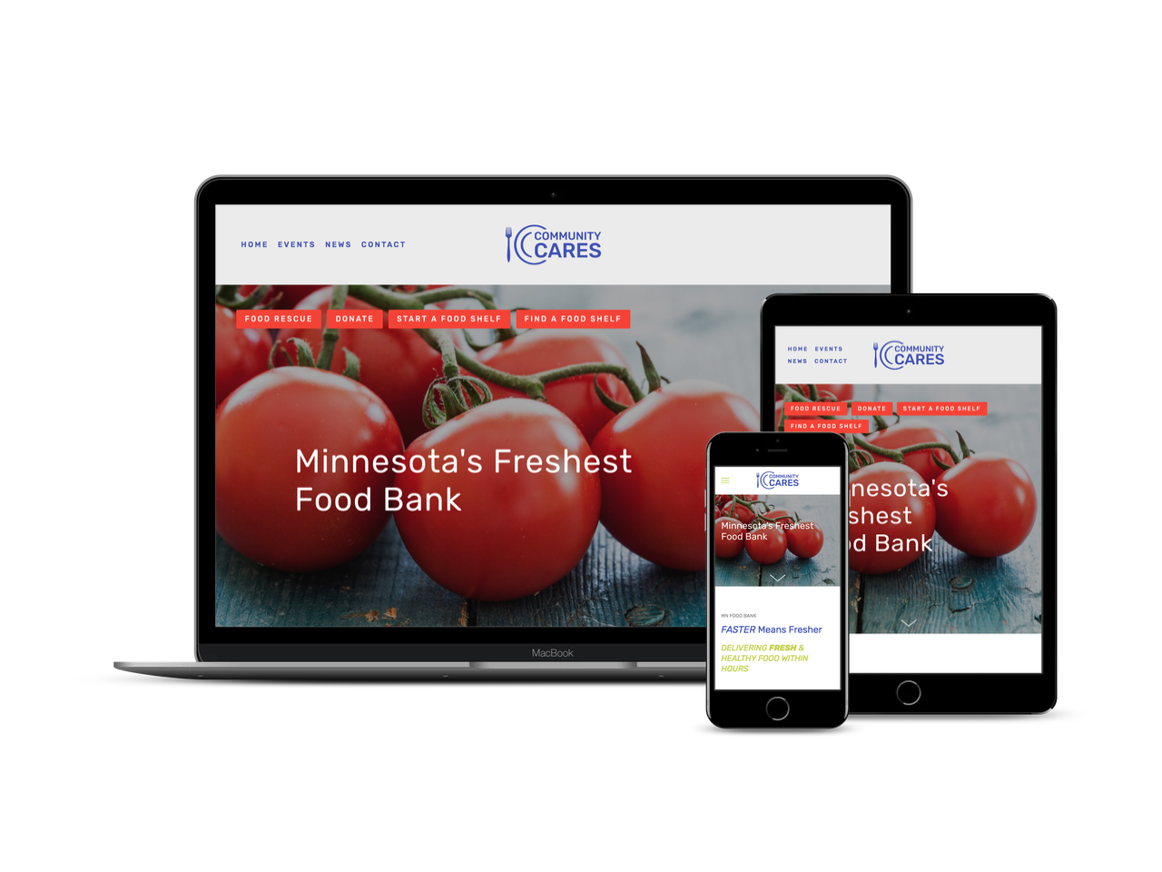 Before and After 1-Day Website for Community Food Bank