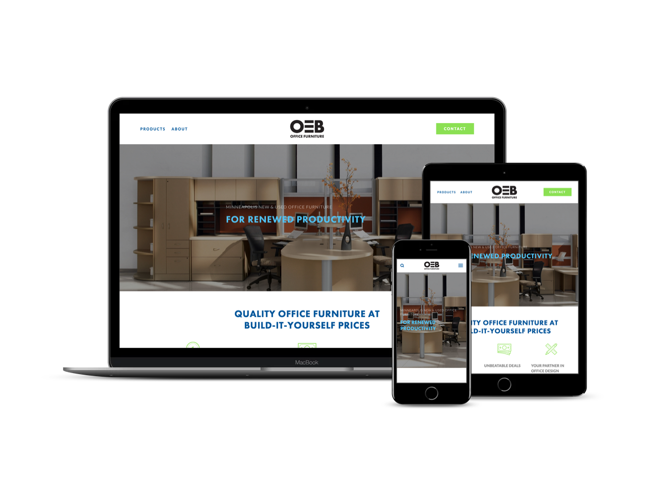 Before and After 1-Day Website Build for New and Used Office Furnishing Business