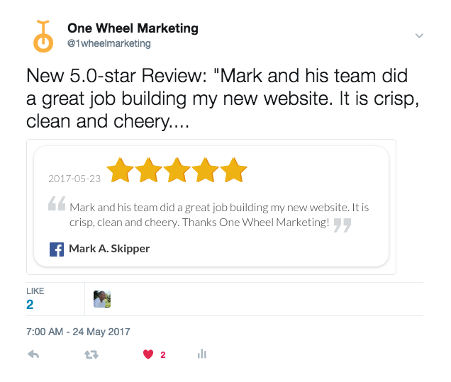 Reviews directly to Facebook/Twitter