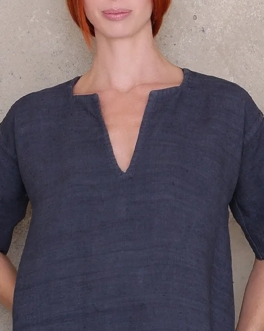 Ann Normandy Design Short Sleeved Tunic Dress PDF Sewing Pattern Closeup