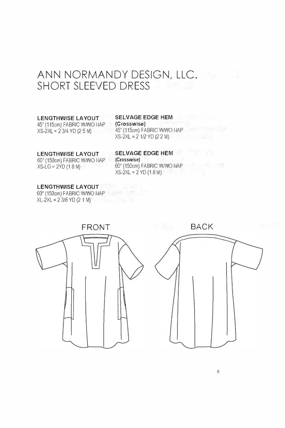Short Sleeved Dress Tunic PDF Sewing Pattern  Sewing Patterns | Ann  Normandy Design