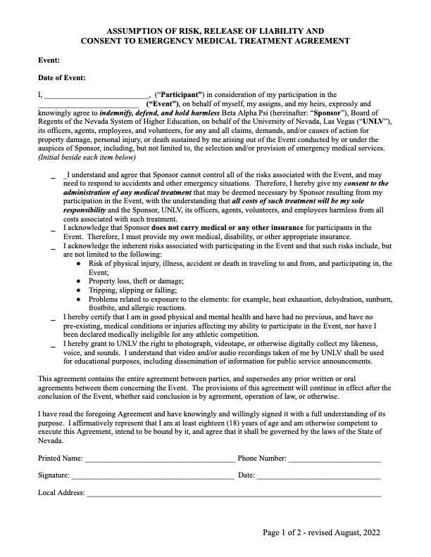 Community Service Waiver — Beta Alpha Psi