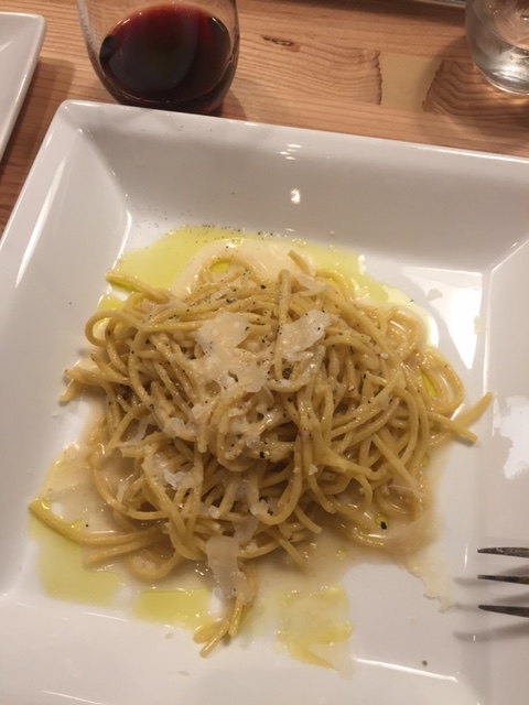 Cacio E Pepe ; spaghetti with a traditional cracked black pepper and parmigiano and pecorino blend