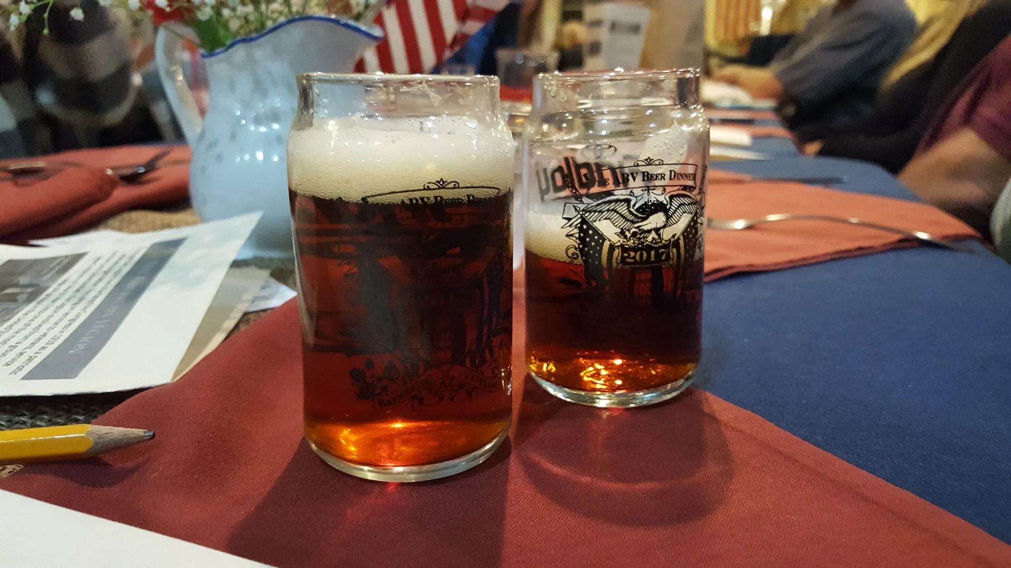 Beer pairings accompanied each course.