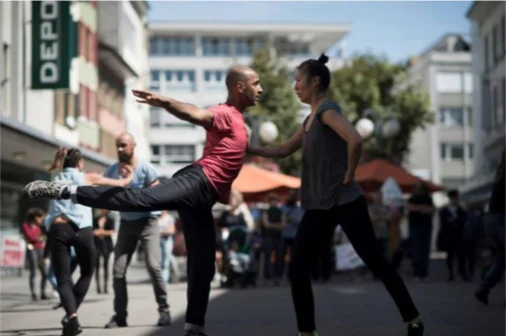 Photo by Meyer & Kangangiz; Dancers: Paul Singh & Jin Ju Song-Begin; Biel, Switzerland,