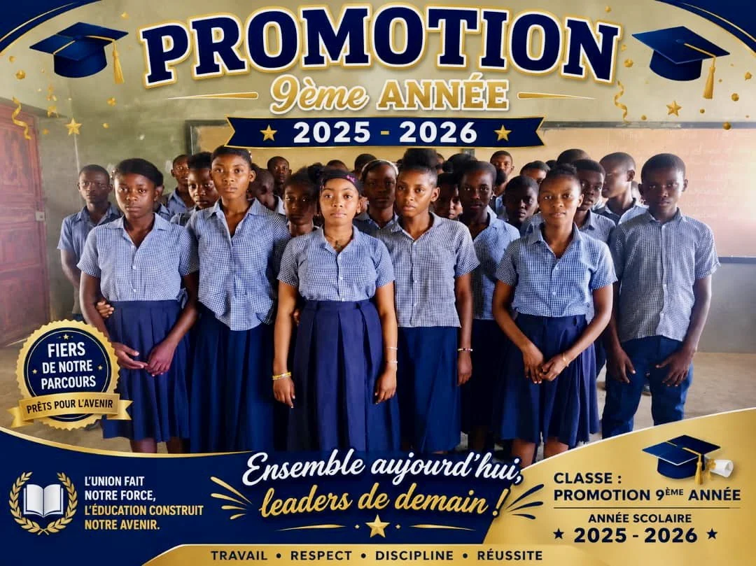 "The 2025-2026 ninth grade promotion at Haiti EcoVillage School demonstrates the transformative power of education and opportunity in shaping Haiti's future leaders."