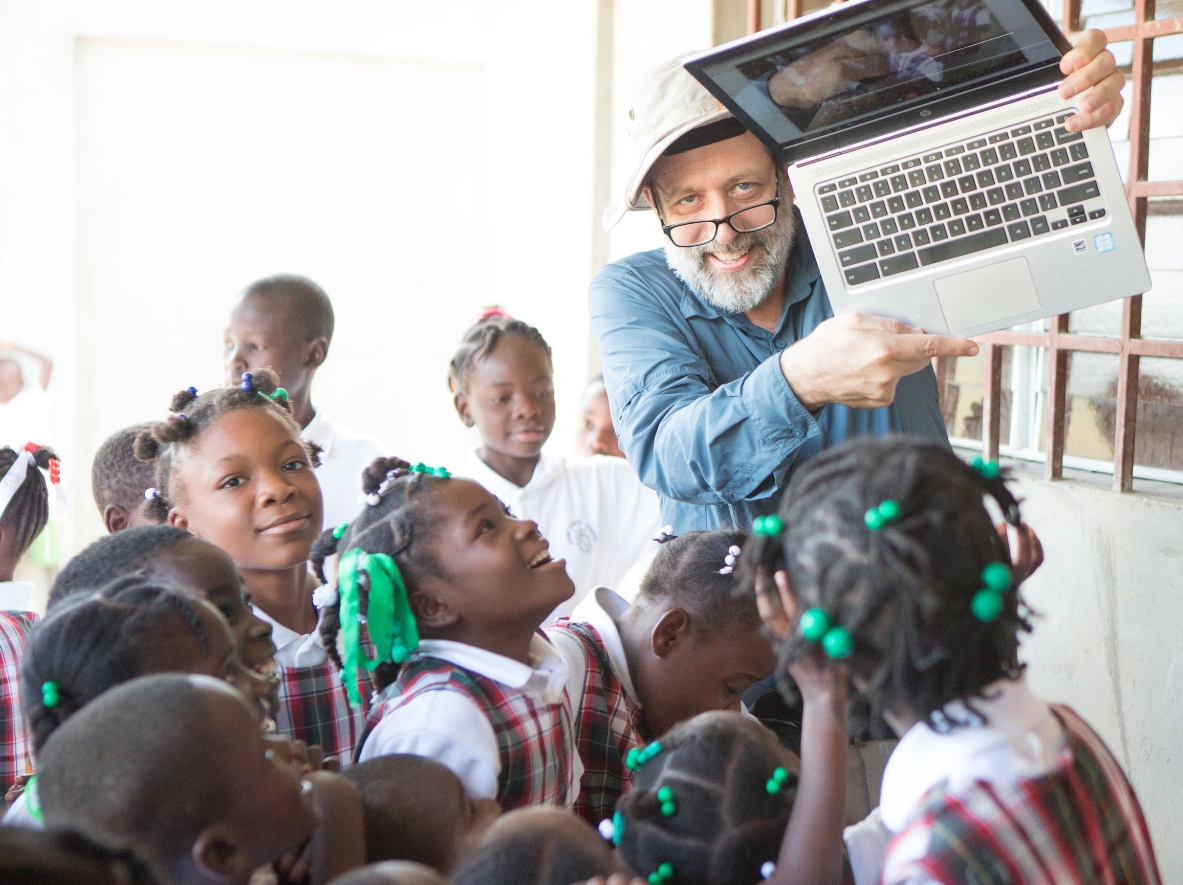 Scott Grosse, public health economist, Atlanta "Educating and empowering girls (and boys) is perhaps the best long-term investment in community health. I was attracted to the opportunity to contribute to a new school built by and for Haitians and run on sustainable principles. A bonus was the goat project! My PhD research project found that children in farm households in Africa are healthier and grow better if there is a goat in the household. In 3 trips to the EcoVillages since 2013 I have been privileged to see a school take shape and blossom and to see hope and joy on the faces of the children, parents, teachers, and community leaders."