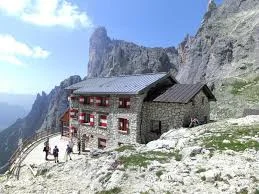 Refugio mountain hut in Italian Dolomites