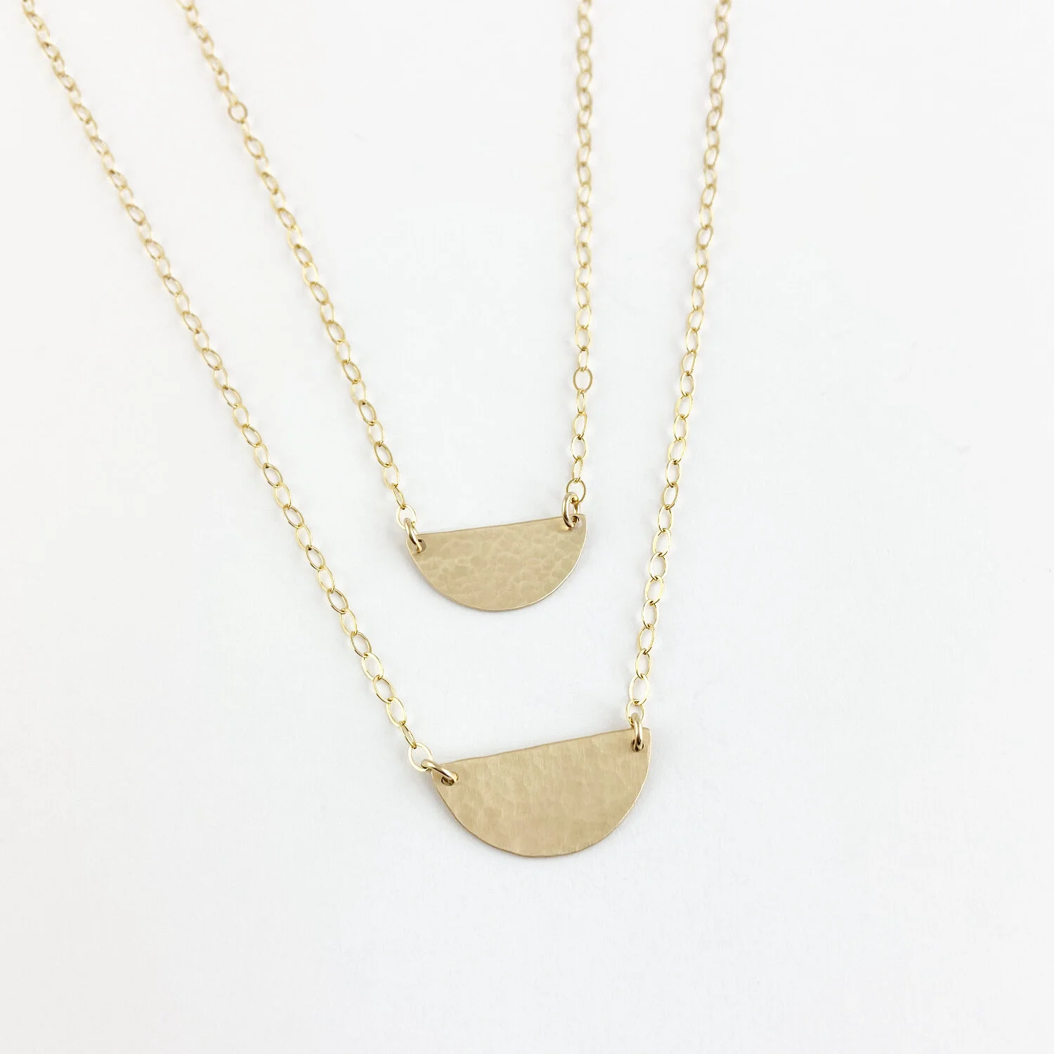 Gold Half Moon Disc Necklace — Alison 