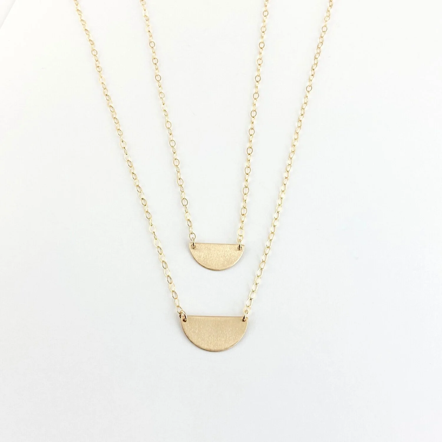 Gold Half Moon Disc Necklace — Alison 