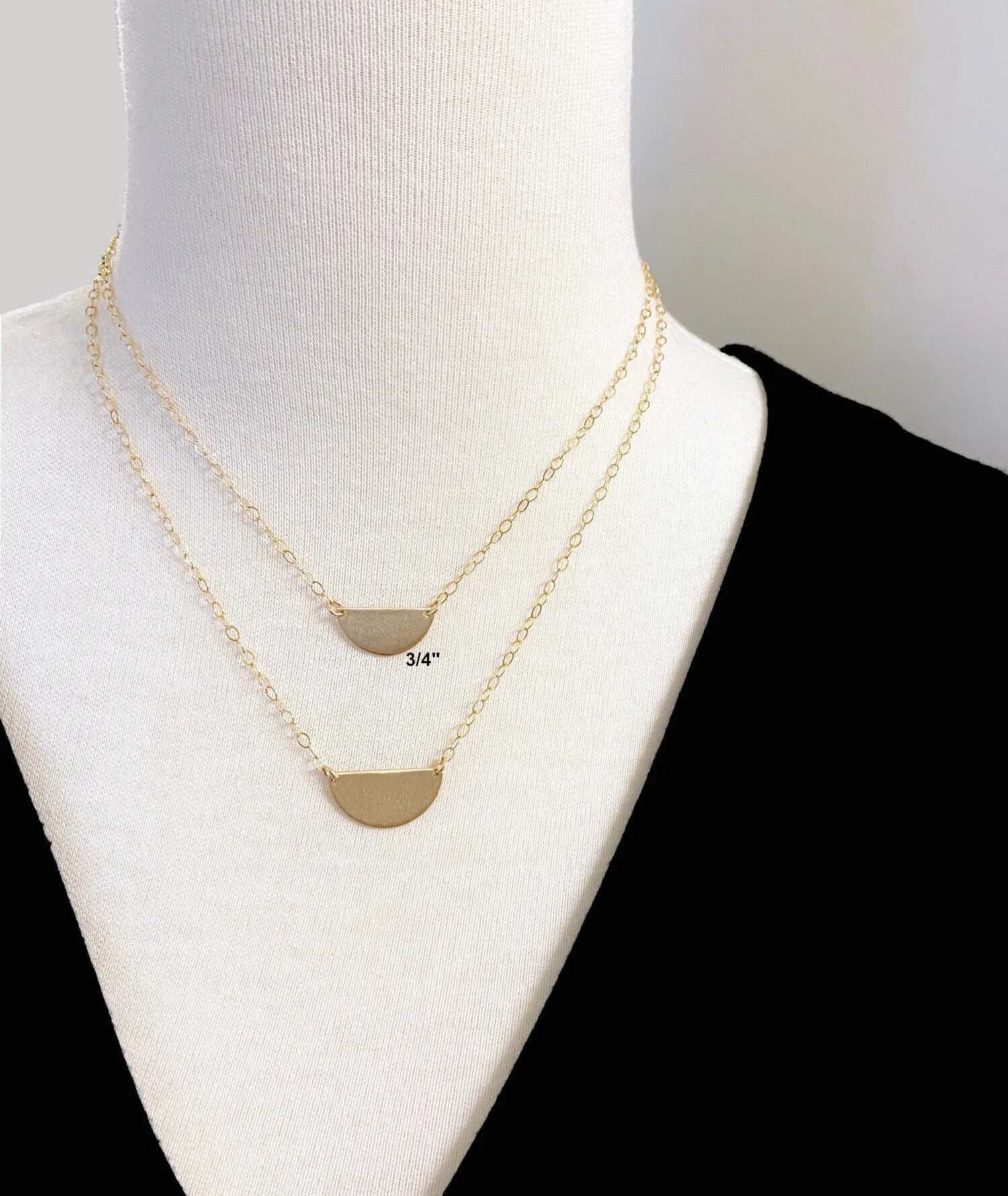 Gold Half Moon Disc Necklace — Alison 