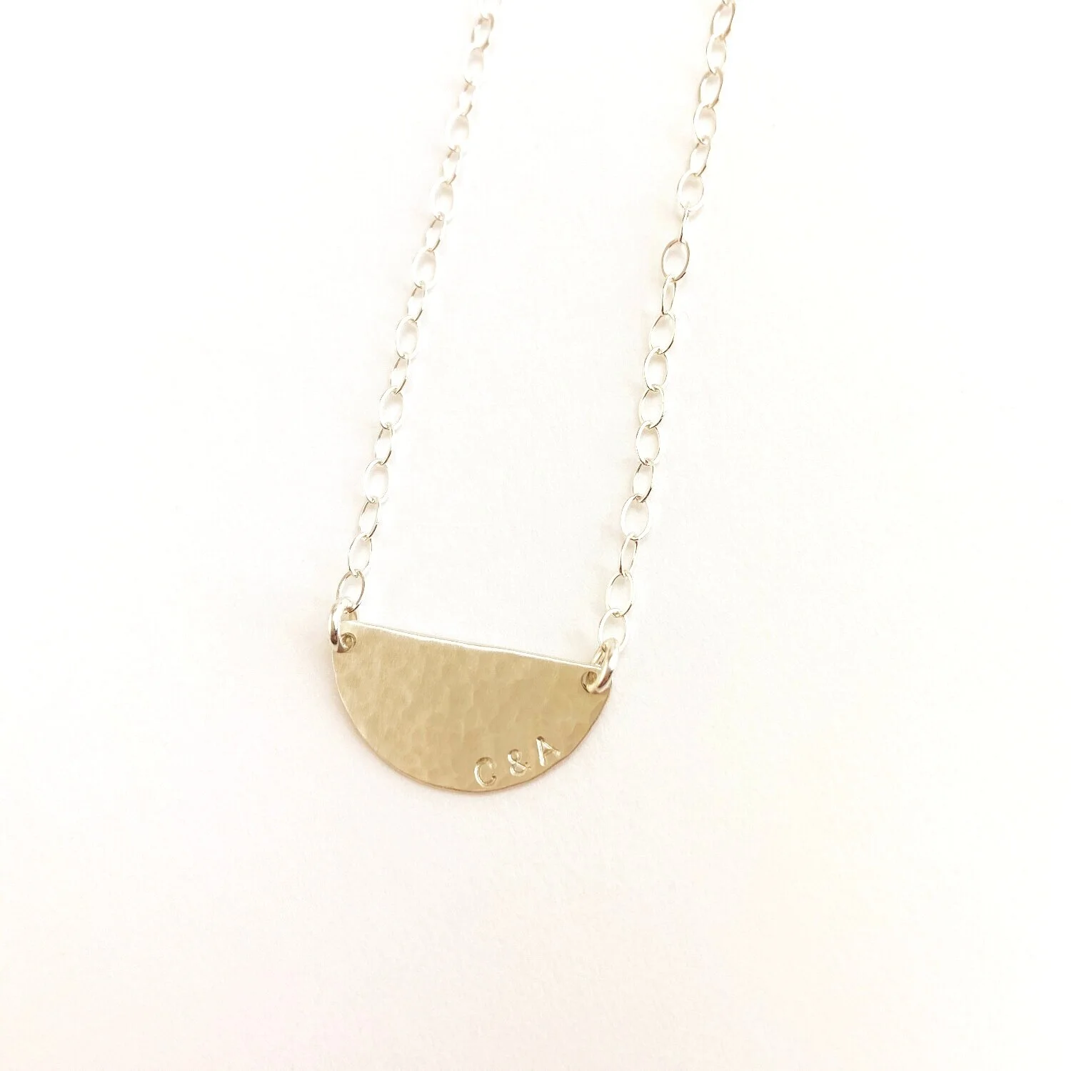 Gold Half Moon Disc Necklace — Alison 