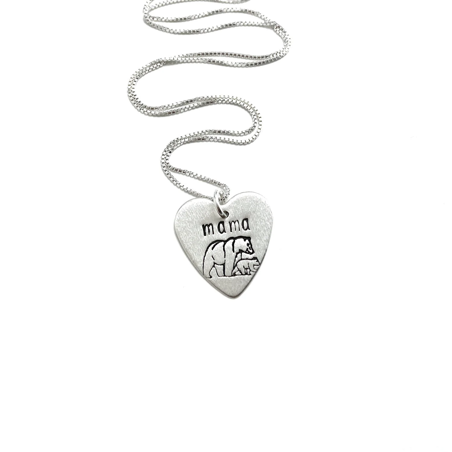 Mama Bear Heart Pendant Necklace 