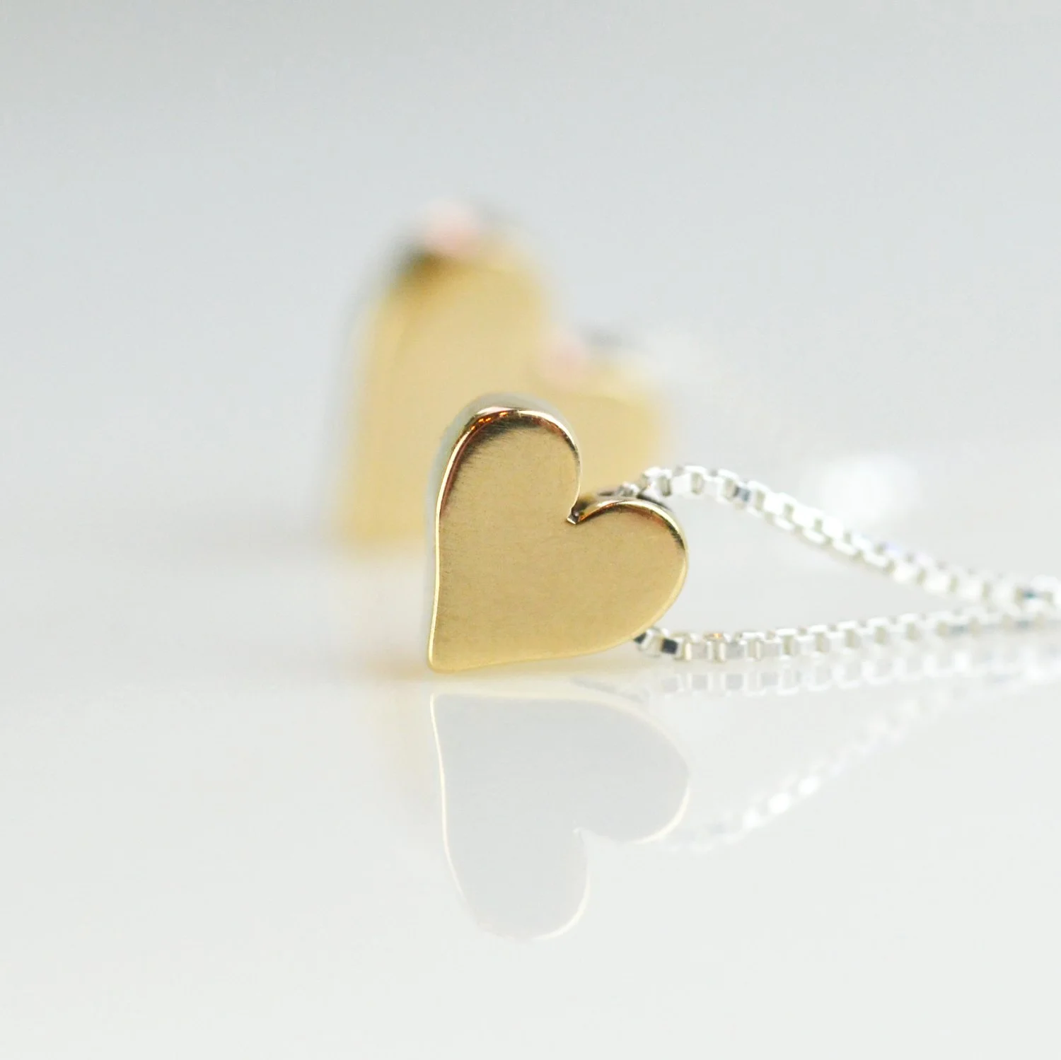 Mini Bronze Heart Sterling Silver Necklace