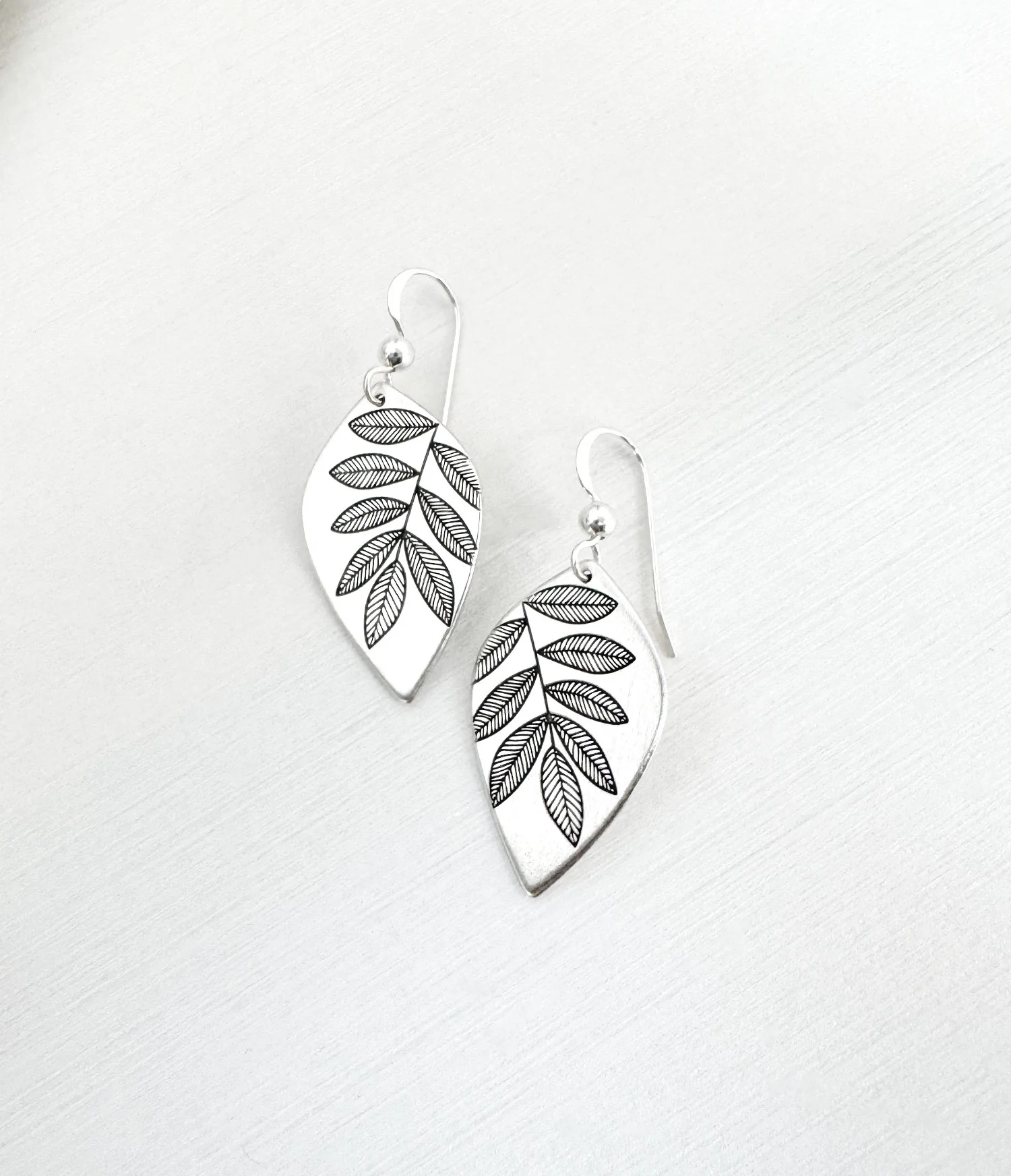 Sterling Silver Botanical Leaf Earrings — Alison Kelley Designs