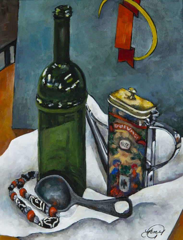 2014, Still Life with Olive Oil Containers-Acrylic Version