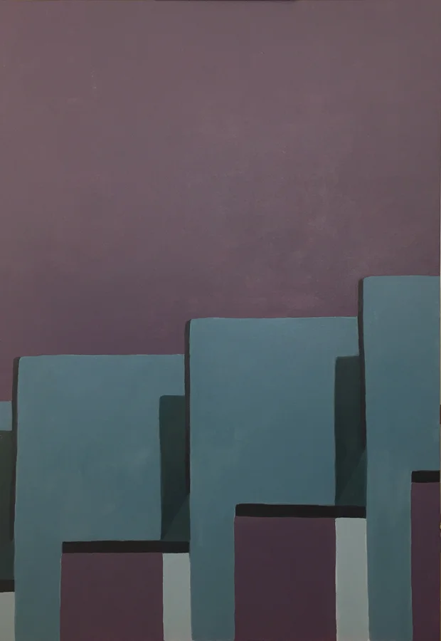 THE LINE UP III , 2019, Acrylic on panel, 44 x 30, private collection