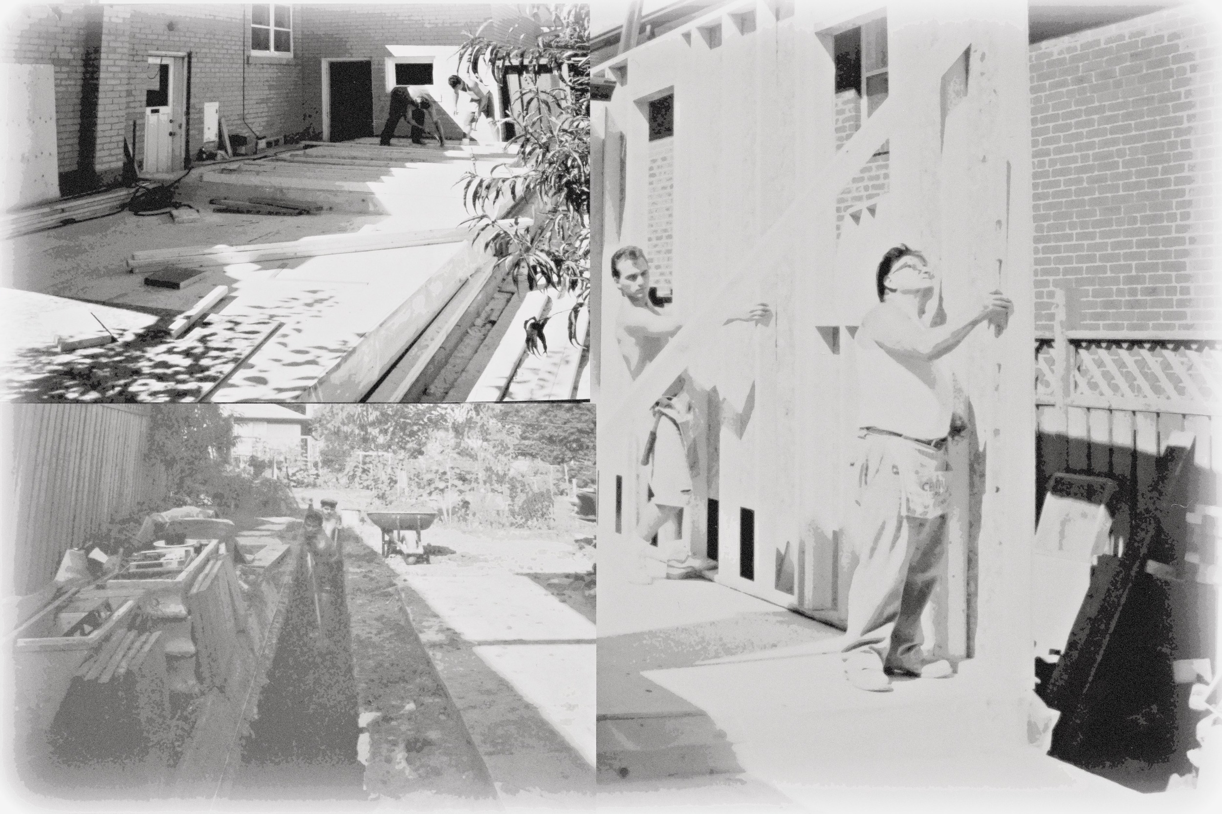 Above: Sandro, in his teenage years, working with his father on his first major construction project; his home.