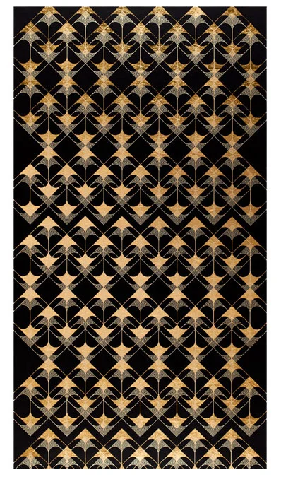 Crossing Arrows (Black), 2016 Screen print. Limited edition 50. Ink, gold leaf paper. 31" x 49.25". Inquire