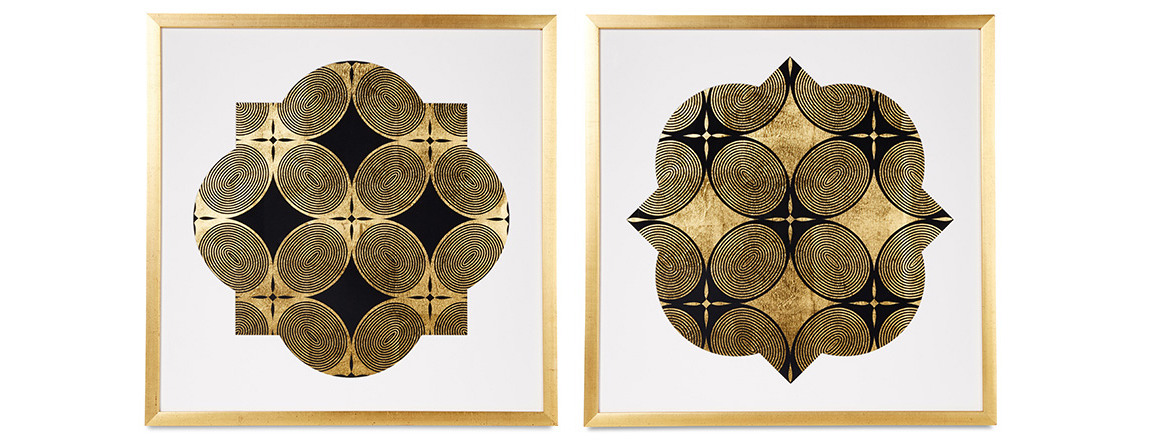 Royal Palm Window II, III, 2016 Screen print. Limited edition 50. Custom cut mat, ink, gold leaf paper. 27.5" x 27.5". Inquire for pricing