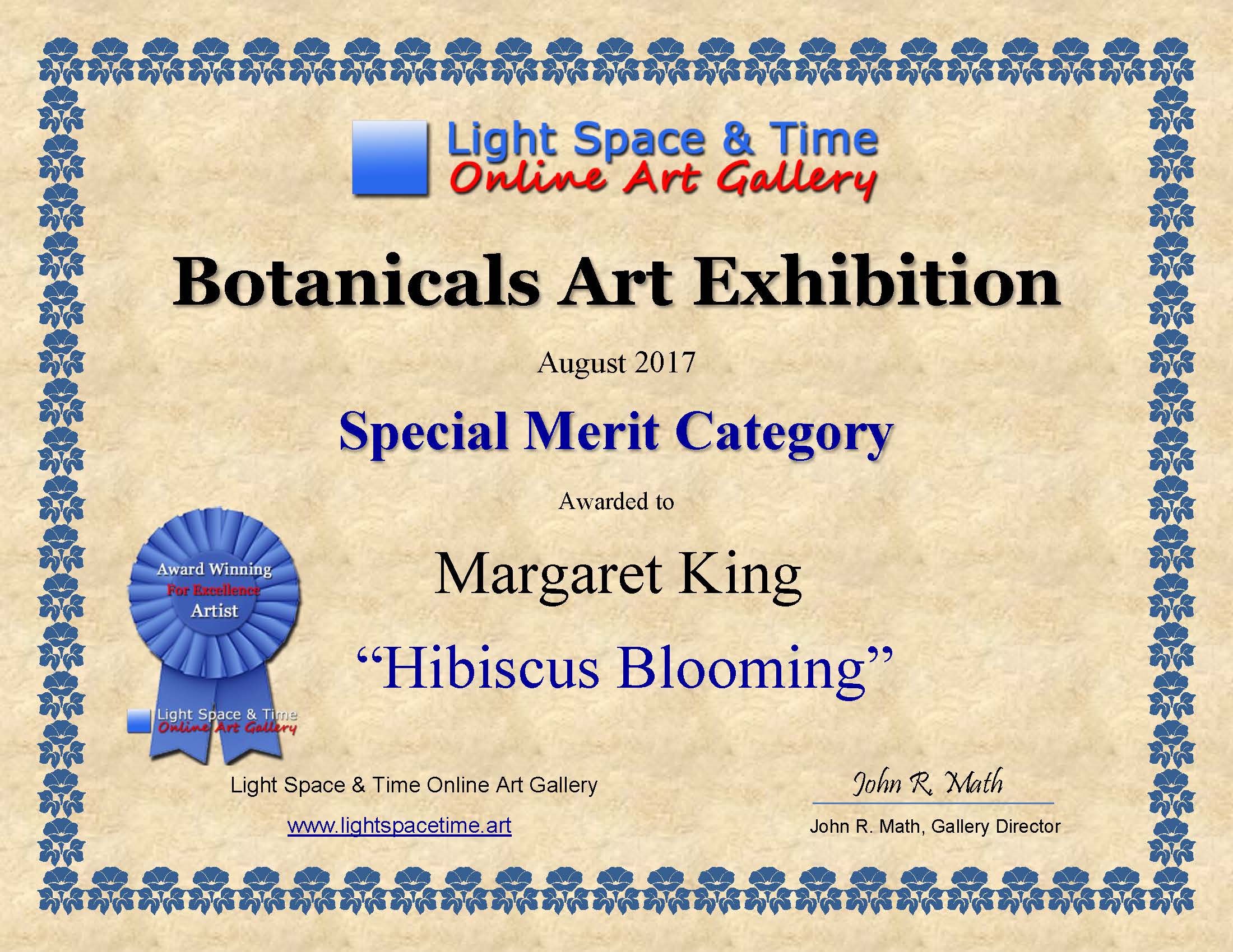 SM - Margaret King - BOTANICALS ART EXHIBITION AWARD CERTIFICATE.jpg