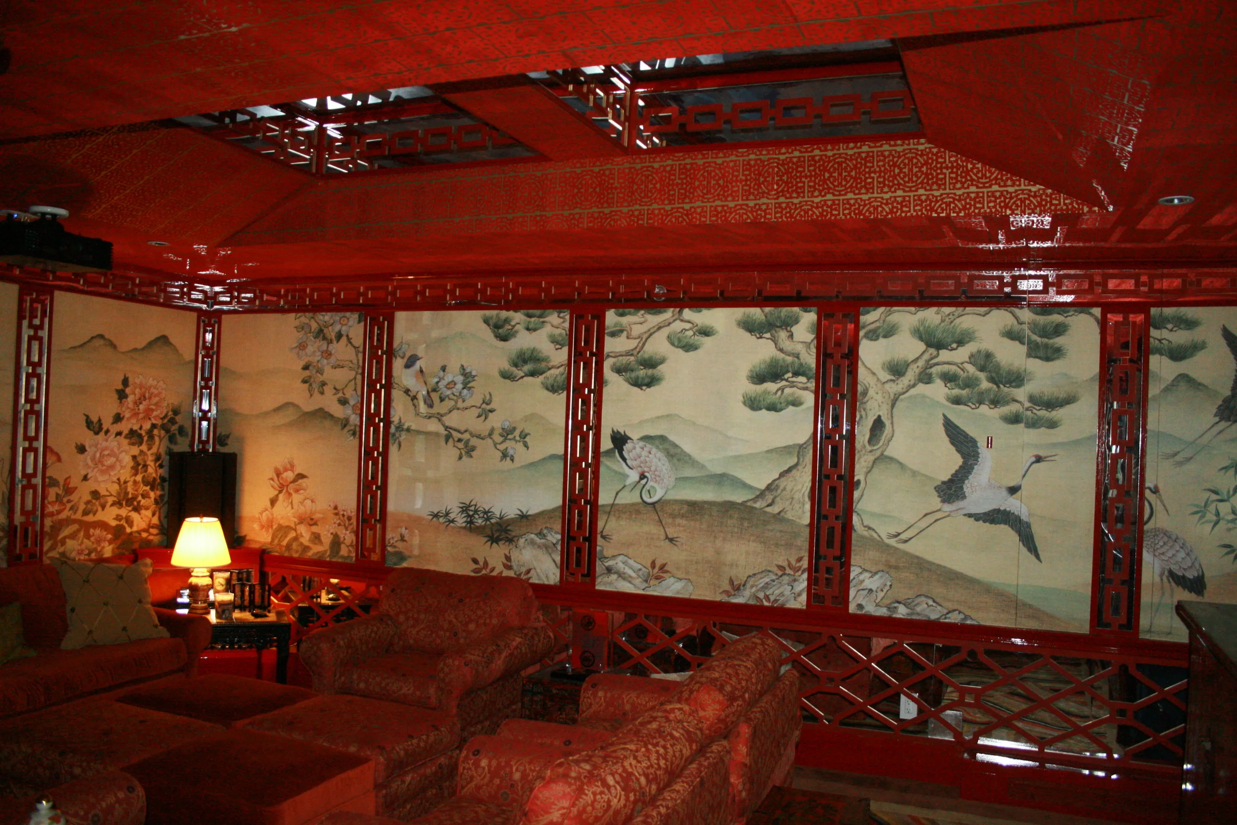 Wallpaper installation on walls and ceiling