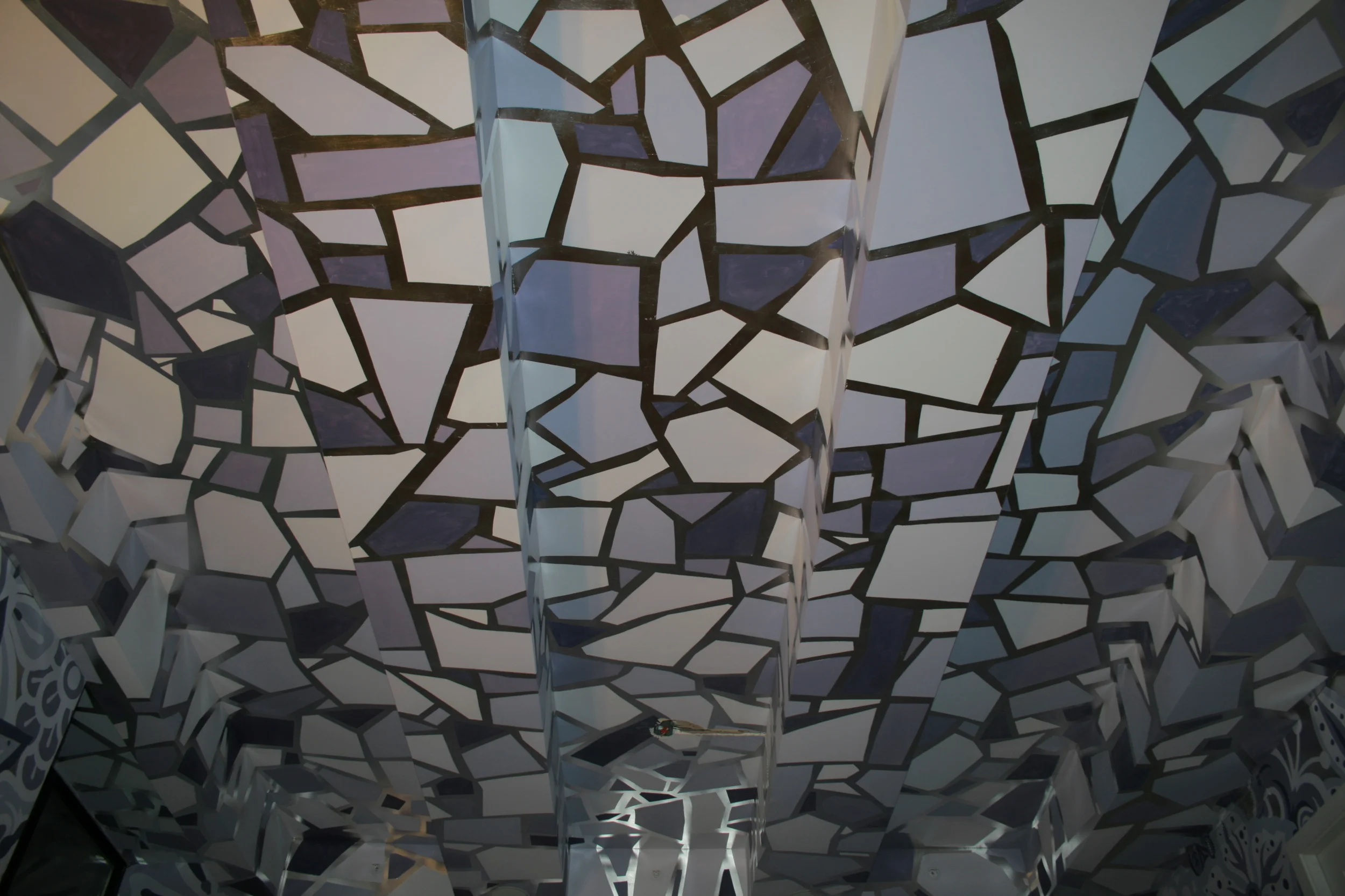 Silver leaf gilding with hand painted mosaic mural on top