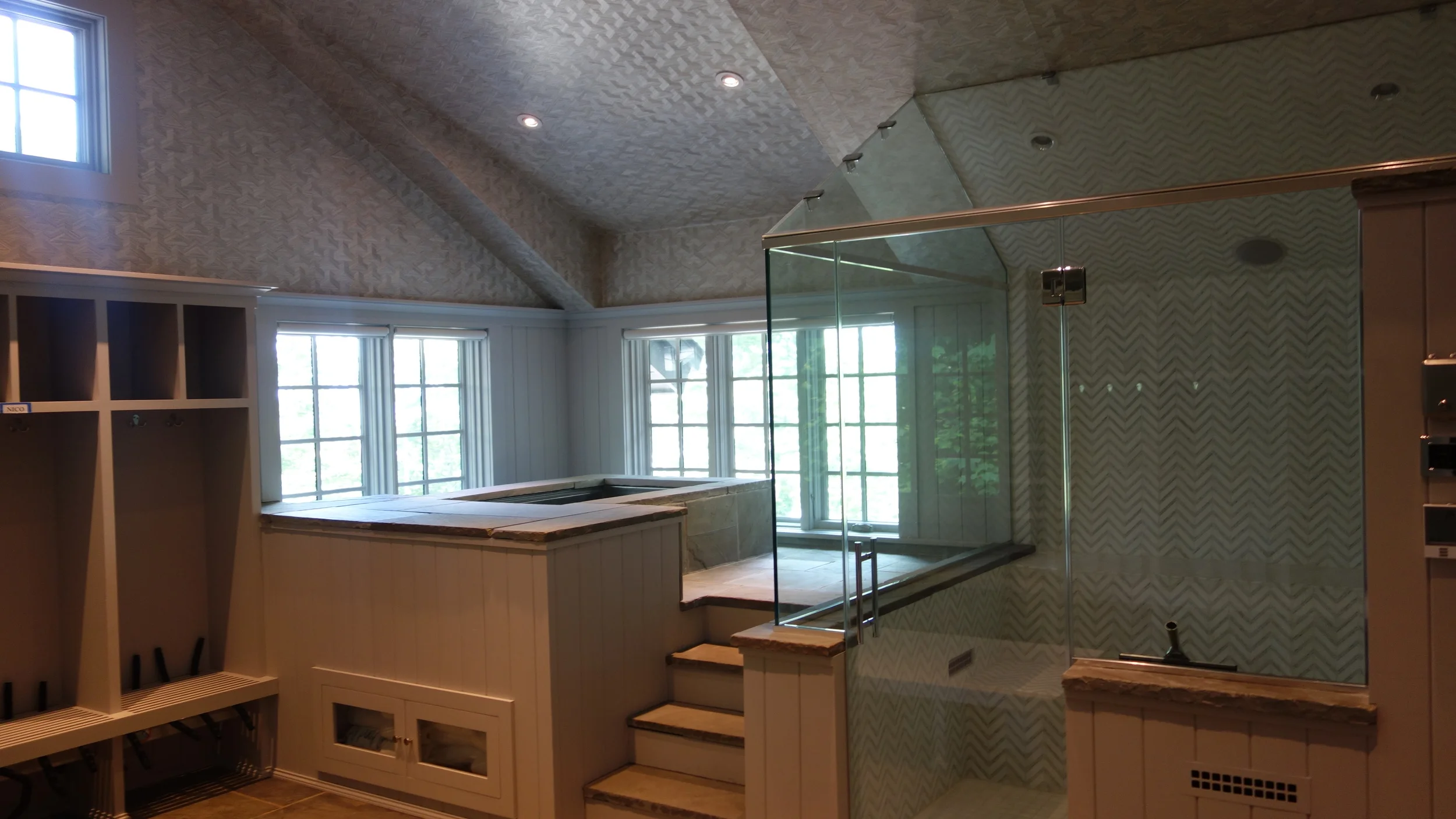 Wallcovering installation throughout walls and ceiling